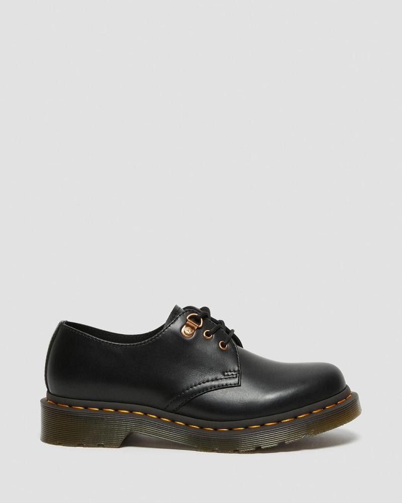 Dr Martens 1461 Rose Gold Hardware Læder Oxford Sko Dame Sort | DK 367PJJ